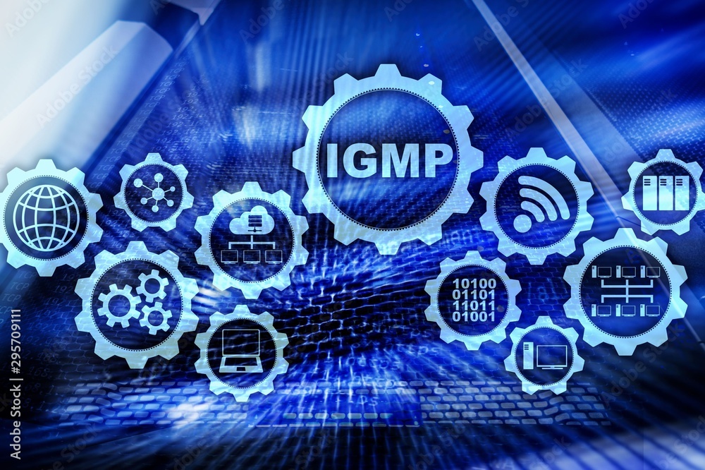 Obraz premium IGMP. Internet Group Management Protocol concept. Communications Technology.