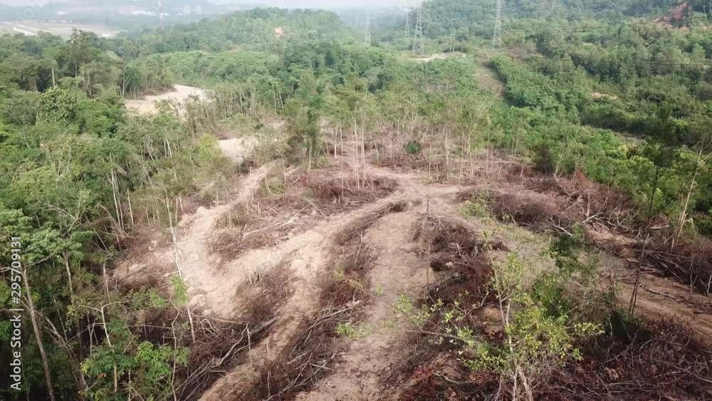 Aerial view the tree clearing at hill at Malaysia. Aerial view the tree clearing at hill at Malaysia.