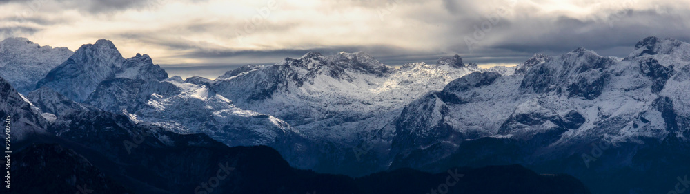berchtesgadener alps in germany mountain panorama - obrazy, fototapety, plakaty 