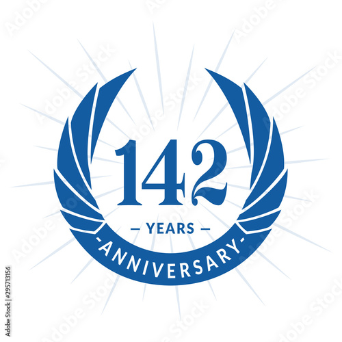 142nd years anniversary celebration design. One hundred and forty-two years logotype. Vector and illustration. photo