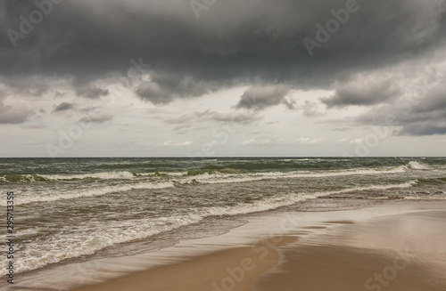 rough sea under dark clouds  Baltic  Poland 