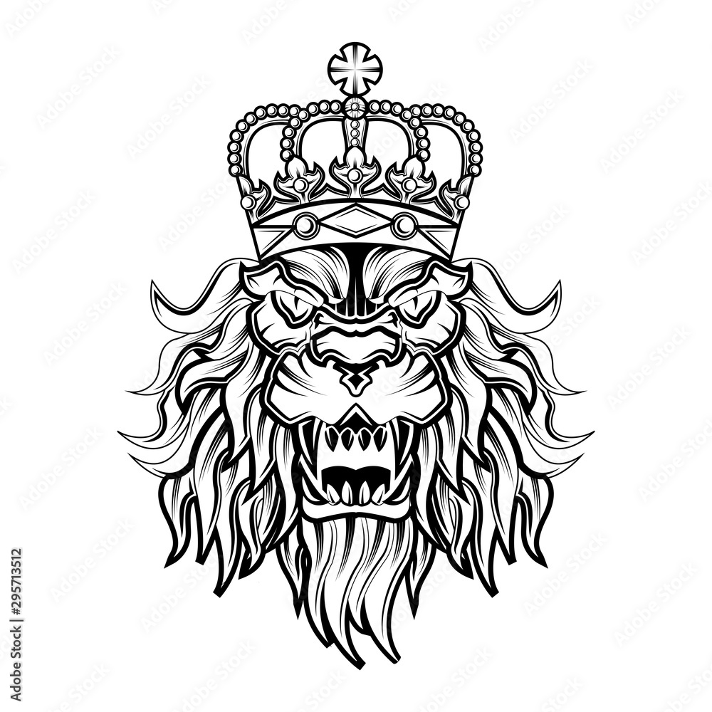 lion king logo illustration, lion king vector template Stock Vector