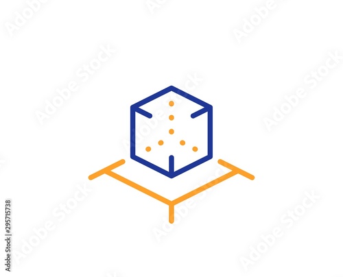 VR simulation sign. Augmented reality line icon. 3d cube symbol. Colorful outline concept. Blue and orange thin line augmented reality icon. Vector