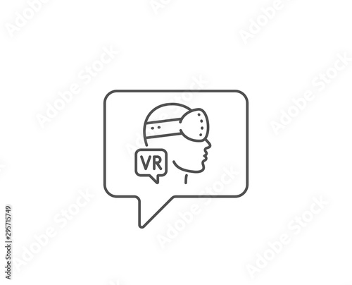 Augmented reality line icon. Chat bubble design. VR simulation sign. Gaming headset glasses symbol. Outline concept. Thin line augmented reality icon. Vector