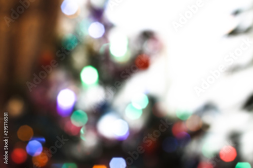 Beautiful Christmas background with garlands and bokeh. New year  multi-colored picture. Abstract photo image for design © subjob