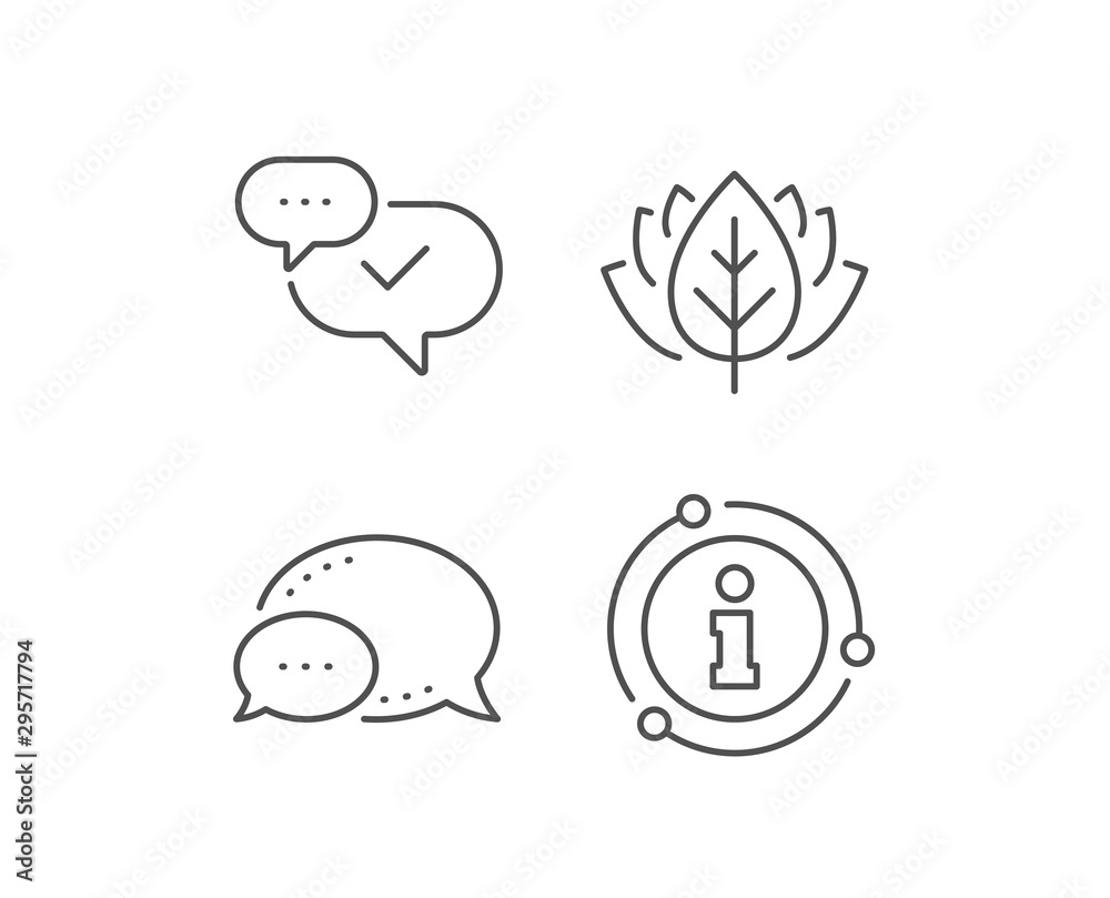 Check mark line icon. Chat bubble, info sign elements. Approved sign. Speech bubble chat symbol. Linear approved outline icon. Information bubble. Vector Check mark line icon. Chat bubble, info sign elements. Approved sign. Speech bubble chat symbol. Linear approved outline icon. Information bubble. Vector