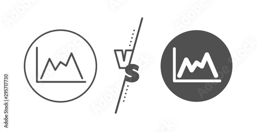 Financial growth graph sign. Versus concept. Line chart icon. Stock exchange symbol. Line vs classic diagram icon. Vector