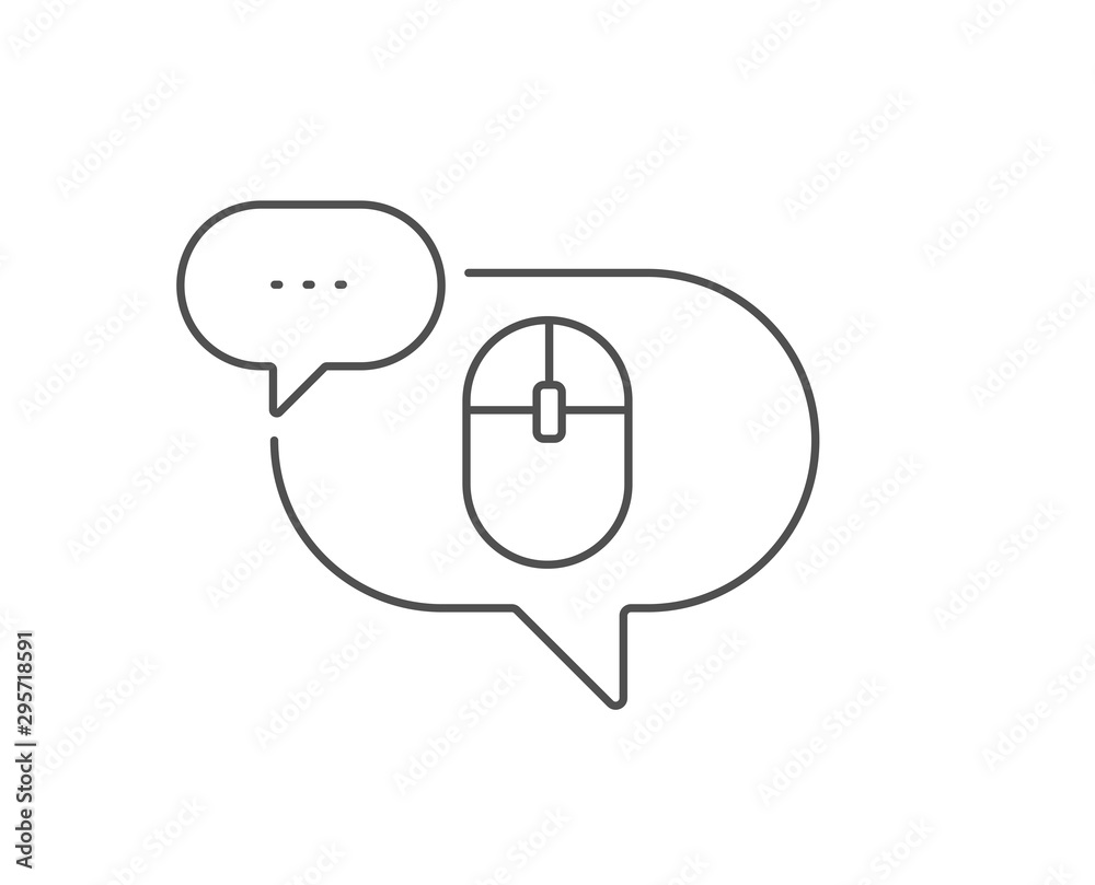 Сomputer Mouse icon. Chat bubble design. Internet surf device sign. PC equipment symbol. Outline concept. Thin line computer Mouse icon. Vector Сomputer Mouse icon. Chat bubble design. Internet surf device sign. PC equipment symbol. Outline concept. Thin line computer Mouse icon. Vector