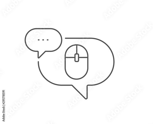Ð¡omputer Mouse icon. Chat bubble design. Internet surf device sign. PC equipment symbol. Outline concept. Thin line computer Mouse icon. Vector