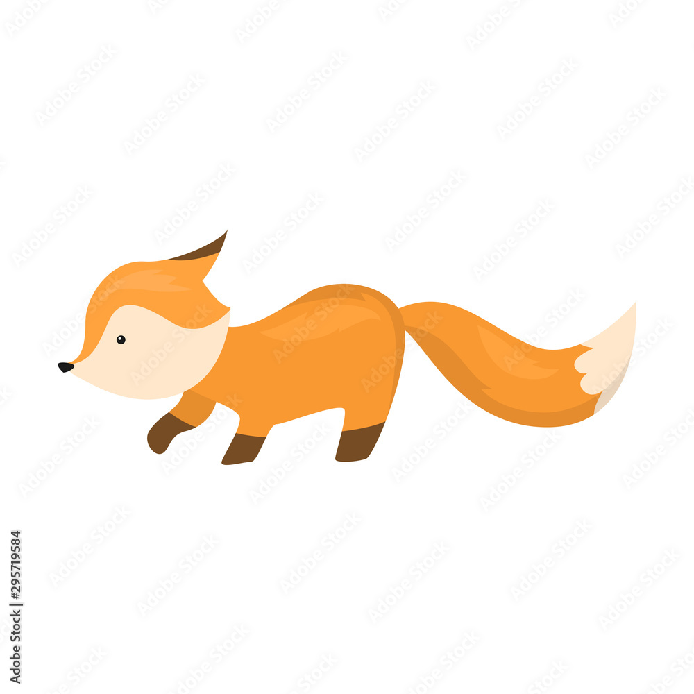 Cute fox is sneaking. Vector illustration isolated on white background Cute fox is sneaking. Vector illustration isolated on white background