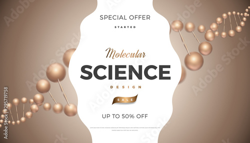 Science background vector design with 3d molecular structure