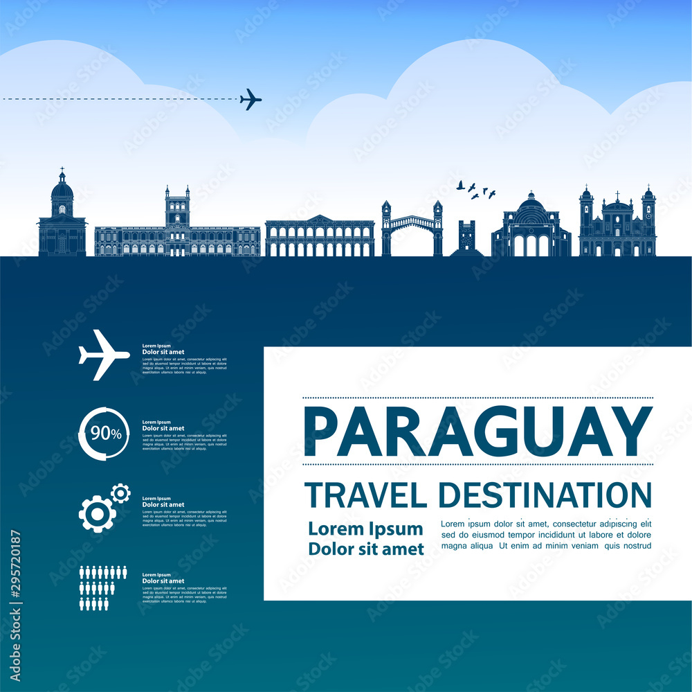 Paraguay travel destination grand vector illustration.