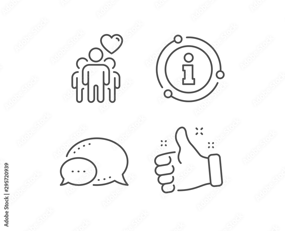 Friendship line icon. Chat bubble, info sign elements. Friends group sign. Assistance business symbol. Linear friendship outline icon. Information bubble. Vector Friendship line icon. Chat bubble, info sign elements. Friends group sign. Assistance business symbol. Linear friendship outline icon. Information bubble. Vector
