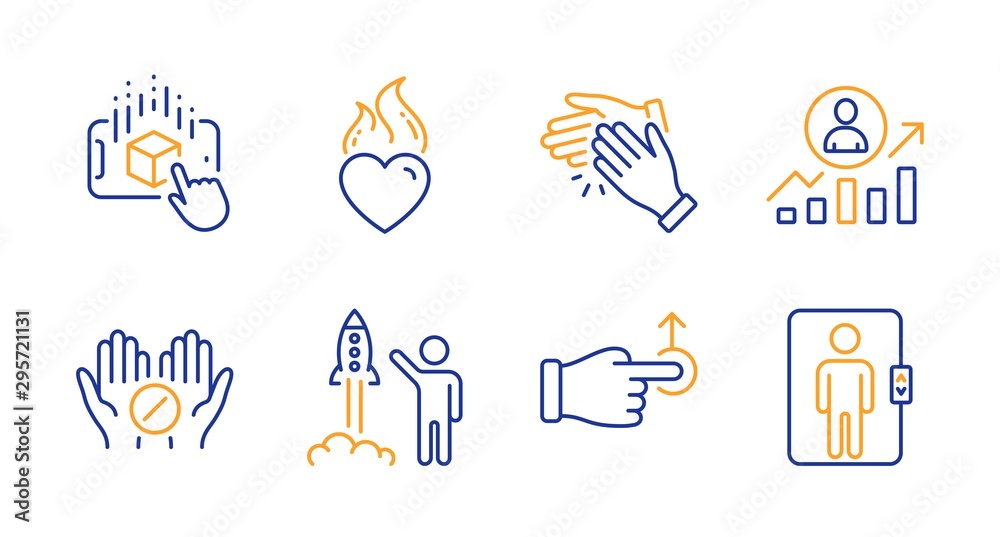 Augmented reality, Medical tablet and Clapping hands line icons set. Career ladder, Drag drop and Launch project signs. Heart flame, Elevator symbols. Phone simulation, Medicine pill. Vector Augmented reality, Medical tablet and Clapping hands line icons set. Career ladder, Drag drop and Launch project signs. Heart flame, Elevator symbols. Phone simulation, Medicine pill. Vector
