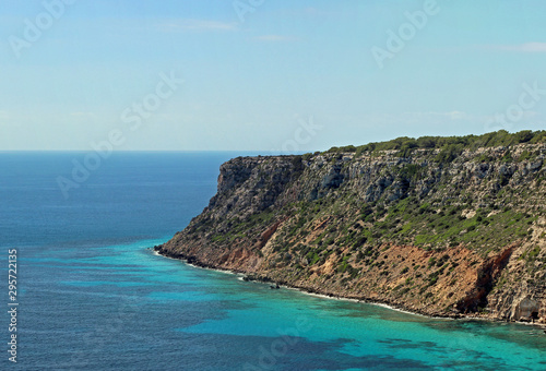 East coastline cliff of balearic island Formentera