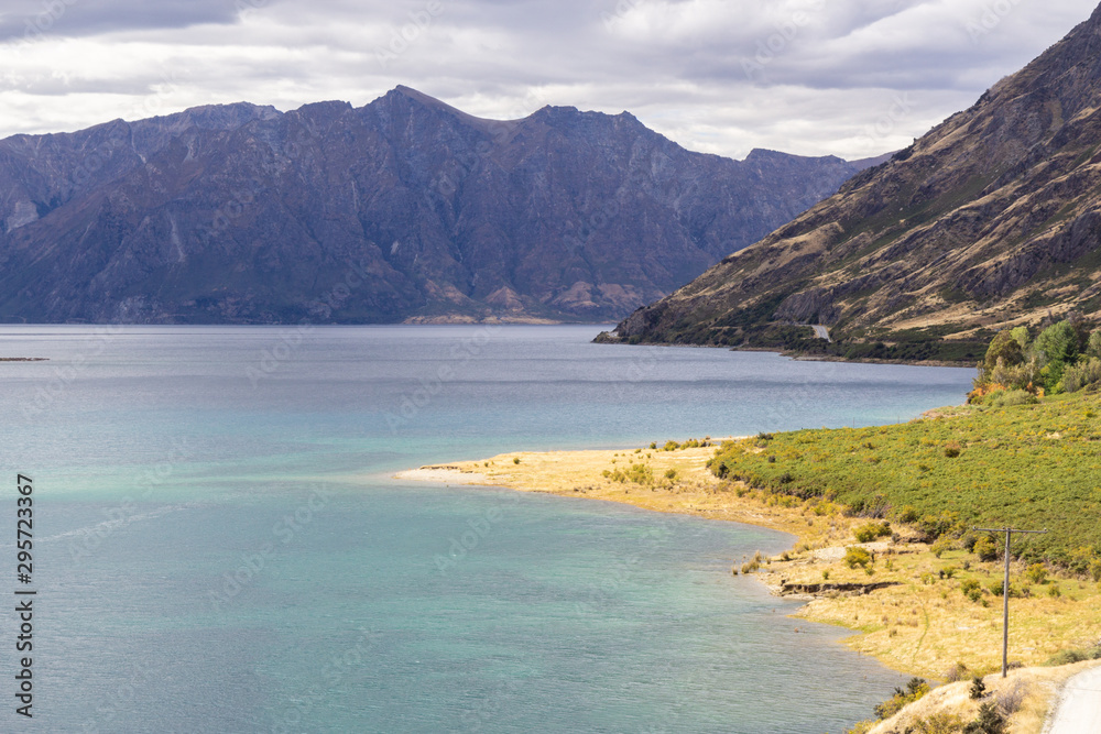 view of Lake Hawea near Wanaka, New Zealand