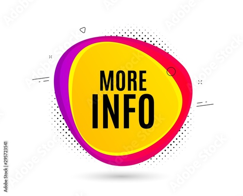 More info symbol. Banner text shape. Navigation sign. Read description. Geometric vector banner. More info text. Gradient shape badge. Halftone pattern. Vector