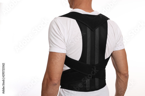 Konstfotografi Man with posture corrector. Scoliosis, Kyphosis treatment