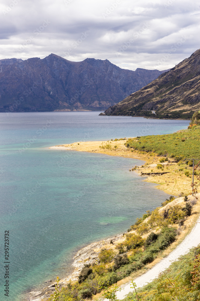 view of Lake Hawea near Wanaka, New Zealand