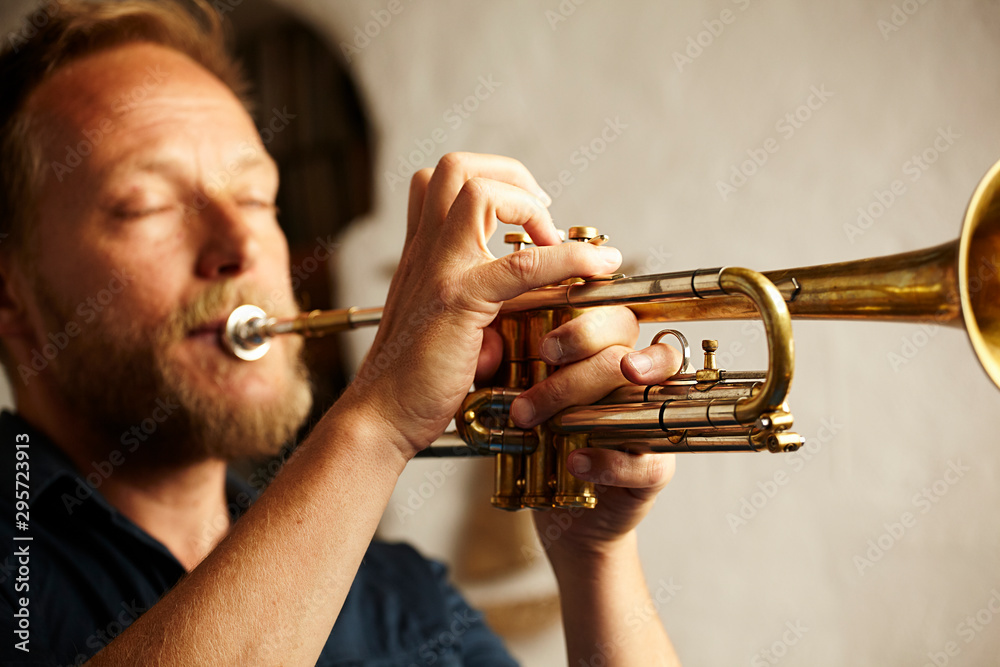 Obraz premium musico practicando con su instrumento