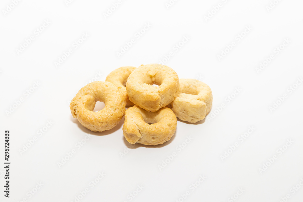 Tarallini bread sticks. Italian Taralli isolated on white background