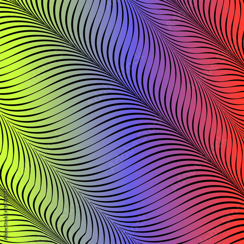 Abstract acid color wavy background, optical art, opart striped. Neon gradient © Drekhann