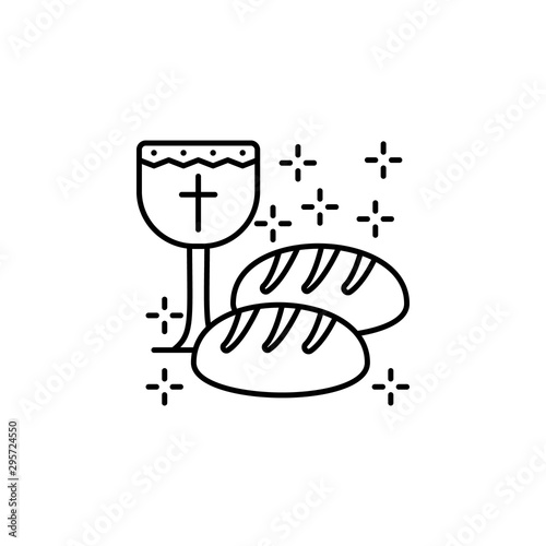 Christianity communion grail bread icon. Element of christianity icon