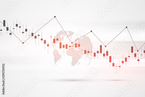 Stock market graph or forex trading chart for business and financial concepts, reports and investment on grey background.Japanese candles . Vector illustration