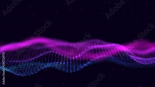 3d abstract digital technology background. Futuristic sci-fi user interface concept with gradient dots and lines. Big data, artificial intelligence, music hud. Blockchain and cryptocurrency