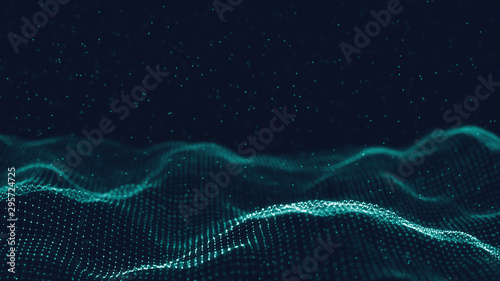 3d abstract digital technology background. Futuristic sci-fi user interface concept with gradient dots and lines. Big data, artificial intelligence, music hud. Blockchain and cryptocurrency