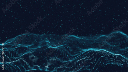 3d abstract digital technology background. Futuristic sci-fi user interface concept with gradient dots and lines. Big data, artificial intelligence, music hud. Blockchain and cryptocurrency