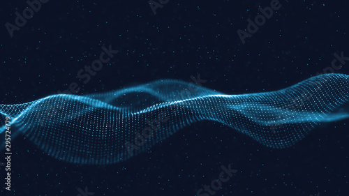 3d abstract digital technology background. Futuristic sci-fi user interface concept with gradient dots and lines. Big data, artificial intelligence, music hud. Blockchain and cryptocurrency