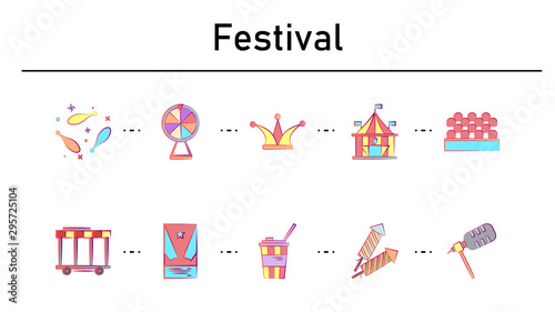 Festival simple concept flat icons set