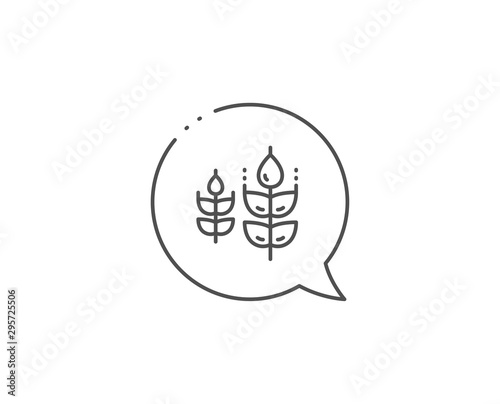 Gluten free line icon. Chat bubble design. Organic tested sign. Natural product symbol. Outline concept. Thin line gluten free icon. Vector
