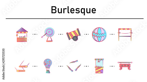 Burlesque simple concept flat icons set
