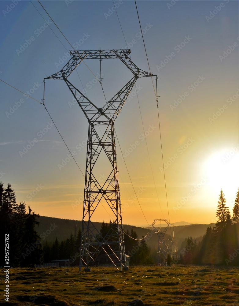 high voltage line on the mountain