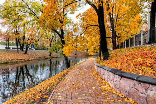 Autumn in central public park of Riga - capital and largest city of Latvia, a...