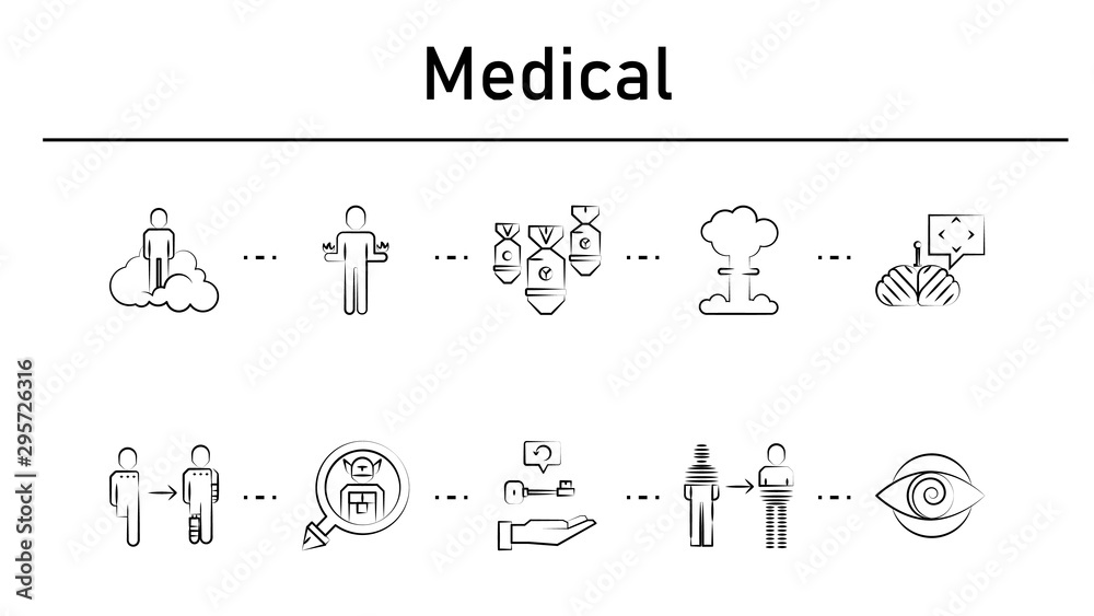 Medica simple concept icons set. - obrazy, fototapety, plakaty 