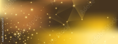 Glow Technology Business. Data Flow. Gold Dots 