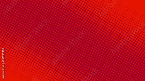 Modern red and crimson pop art background with halftone dots in comic style, ...