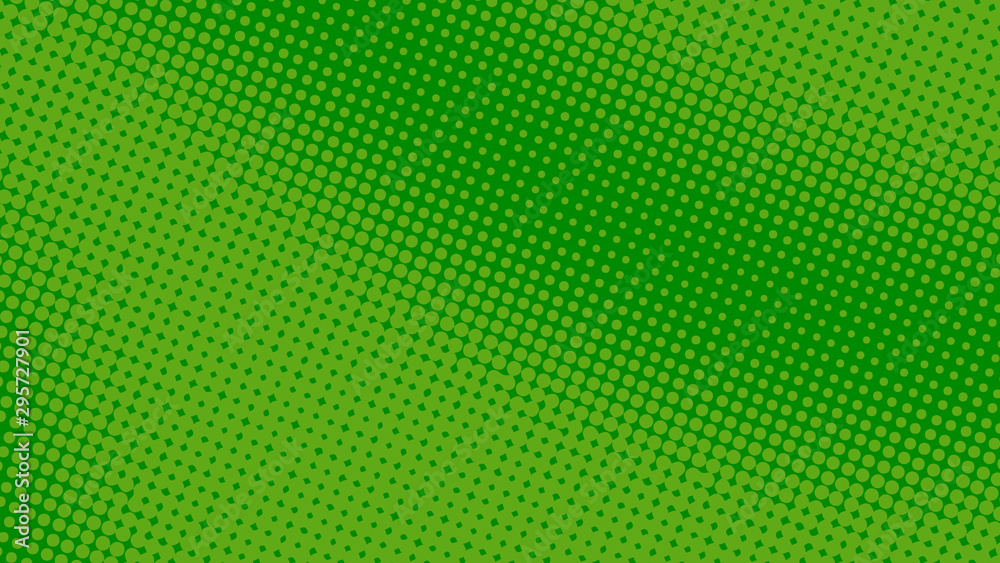 Green and emerald eco pop art background in retro comic style with halftone dotted design, vector illustration eps10