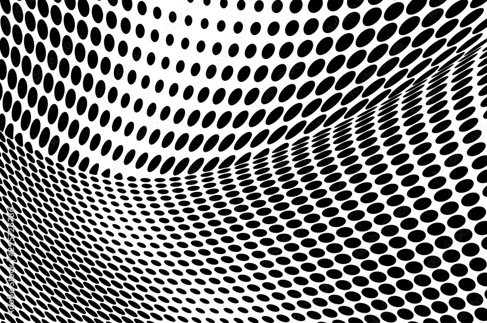 Halfton black and white. Abstract chaotic waves from points. Vector modern optical pop art texture for posters, business cards, cover Halfton black and white. Abstract chaotic waves from points. Vector modern optical pop art texture for posters, business cards, cover