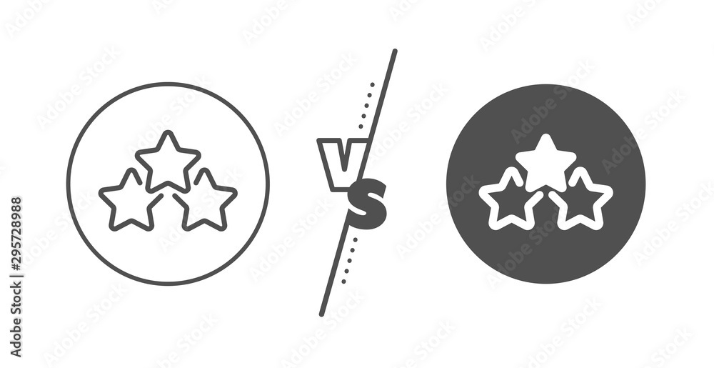 Star rating sign. Versus concept. Ranking stars line icon. Best rank symbol. Line vs classic ranking stars icon. Vector