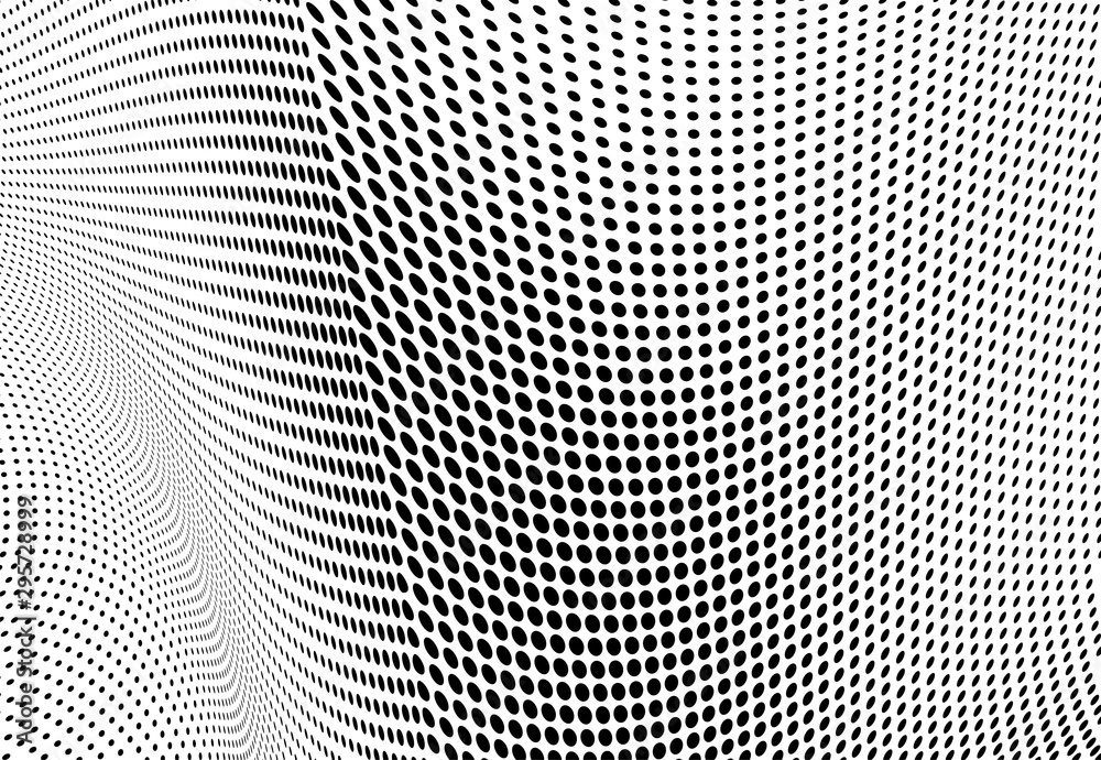 Halfton black and white. Abstract chaotic waves from points. Vector modern optical pop art texture for posters, business cards, cover Halfton black and white. Abstract chaotic waves from points. Vector modern optical pop art texture for posters, business cards, cover