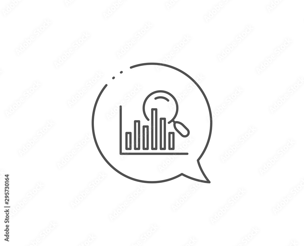 Search line icon. Chat bubble design. Audit analysis sign. Magnify glass. Outline concept. Thin line search icon. Vector Search line icon. Chat bubble design. Audit analysis sign. Magnify glass. Outline concept. Thin line search icon. Vector