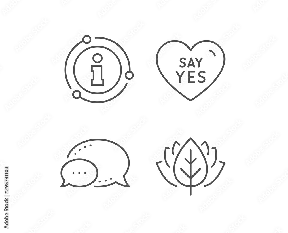 Say yes line icon. Chat bubble, info sign elements. Sweet heart sign. Wedding love symbol. Linear say yes outline icon. Information bubble. Vector