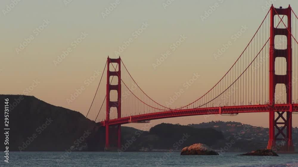 The Golden Gate Bridge as seen from Baker Beach at sunset, San Francisco, California, USA The Golden Gate Bridge as seen from Baker Beach at sunset, San Francisco, California, USA