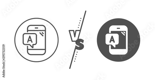 Ui phone test sign. Versus concept. Ab testing line icon. Line vs classic ab testing icon. Vector