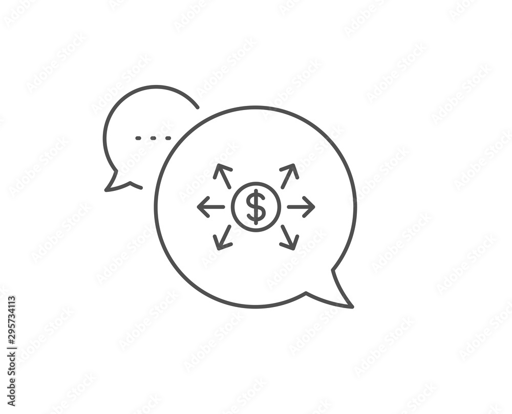 Dollar exchange line icon. Chat bubble design. Payment sign. Finance symbol. Outline concept. Thin line dollar exchange icon. Vector Dollar exchange line icon. Chat bubble design. Payment sign. Finance symbol. Outline concept. Thin line dollar exchange icon. Vector