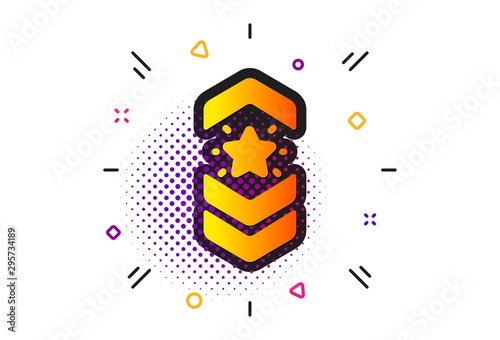 Star award sign. Halftone circles pattern. Shoulder strap stars icon. Best rank symbol. Classic flat shoulder strap icon. Vector